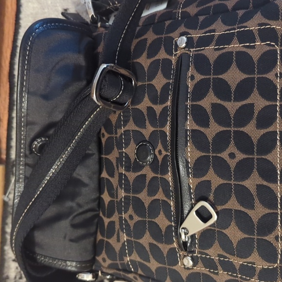 Fossil Black & Brown Signature Print Fabric Crossbody Purse - Picture 4 of 6